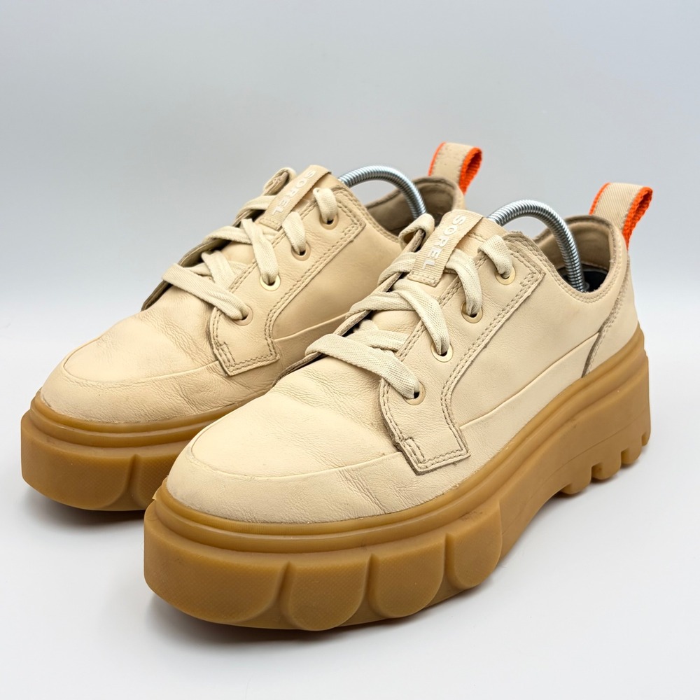 Sorel Caribou X‎ Womens 9 Waterproof Leather Platform Sneakers Cream Lug Sole